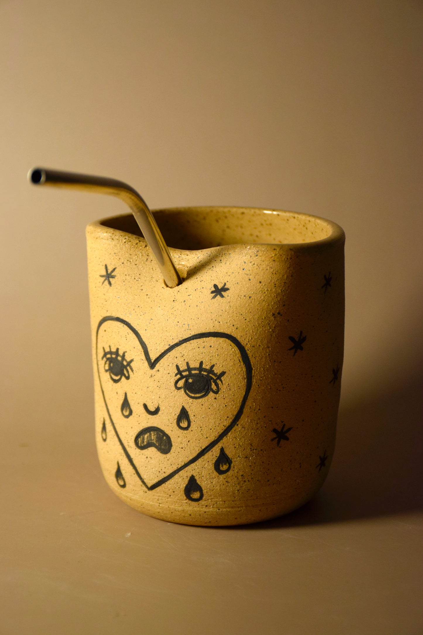 crying heart straw cup